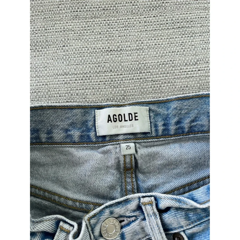 AGOLDE Riley Short Size 25 Light Wash Groove Denim Cutoff Distressed